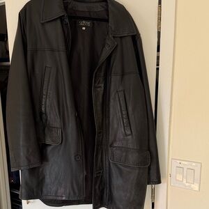 Oversized Black Leather Coat